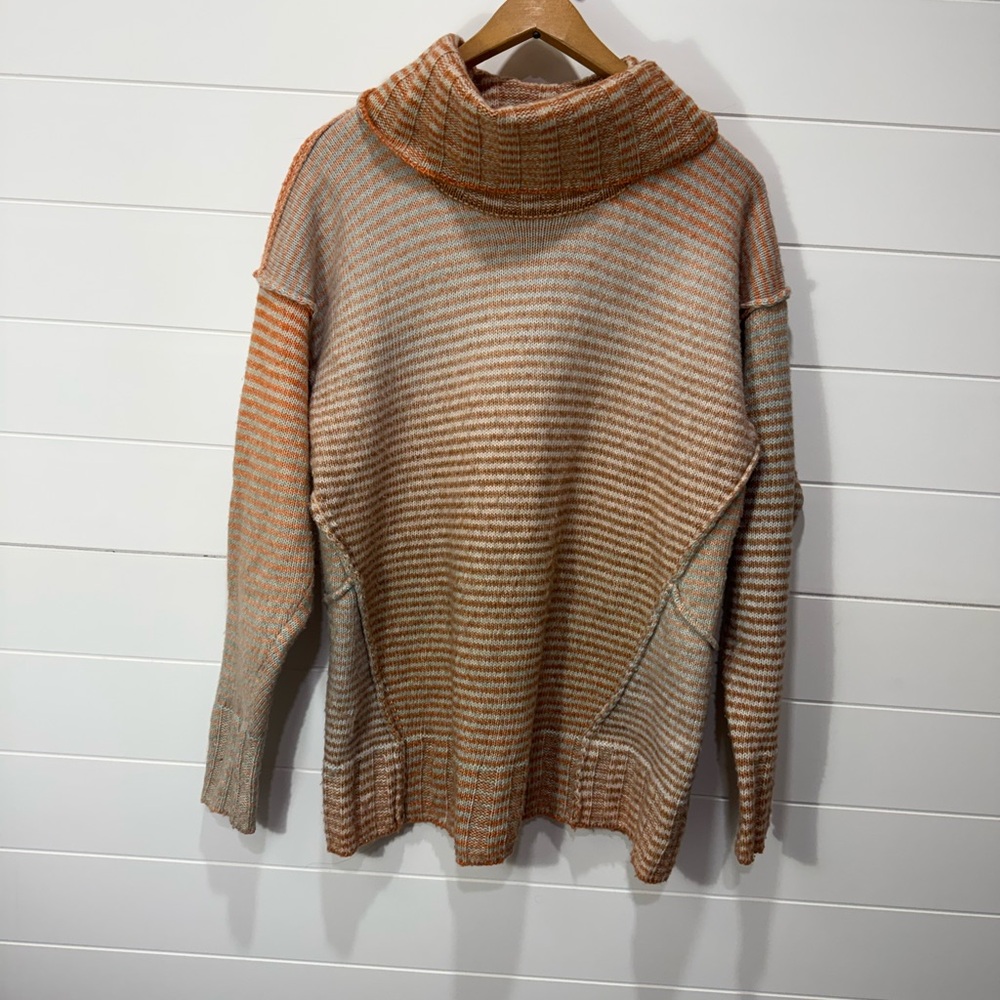 CAbi Orange and Cream Knit Sweater